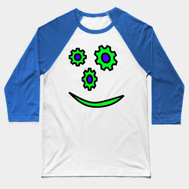 Green Face Baseball T-Shirt by simonjgerber